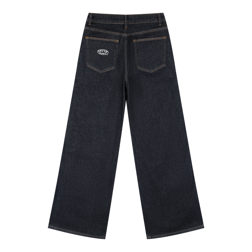 Dark blue jeans on a white background