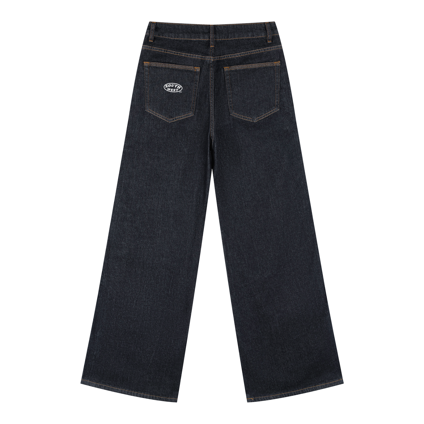 Dark blue jeans on a white background