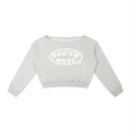 Gray cropped sweatshirt with 'South West' logo on a white background