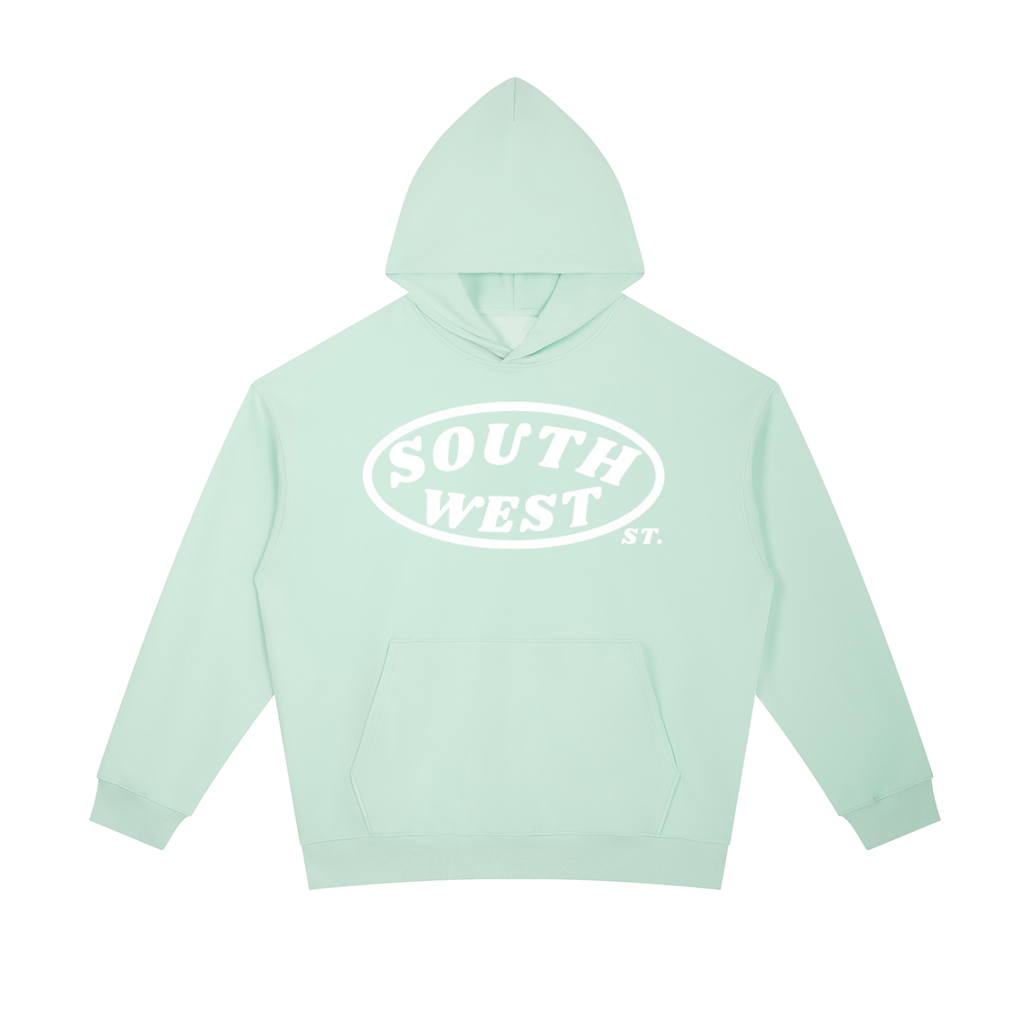 Light green hoodie with 'South West' text on a white background